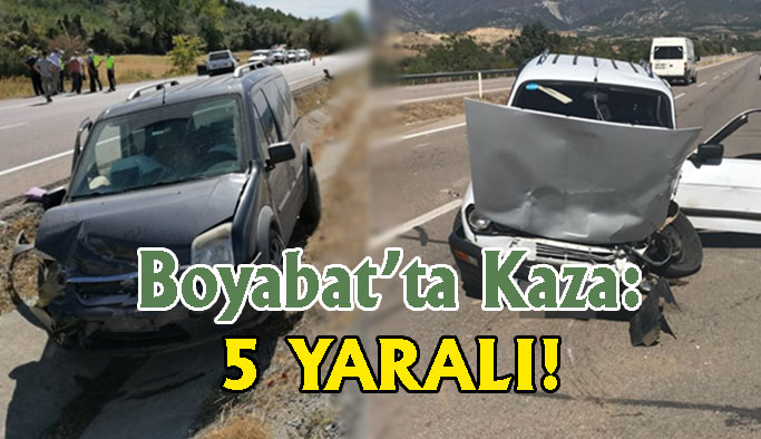 Boyabat'ta trafik kazası: 5 Yaralı !