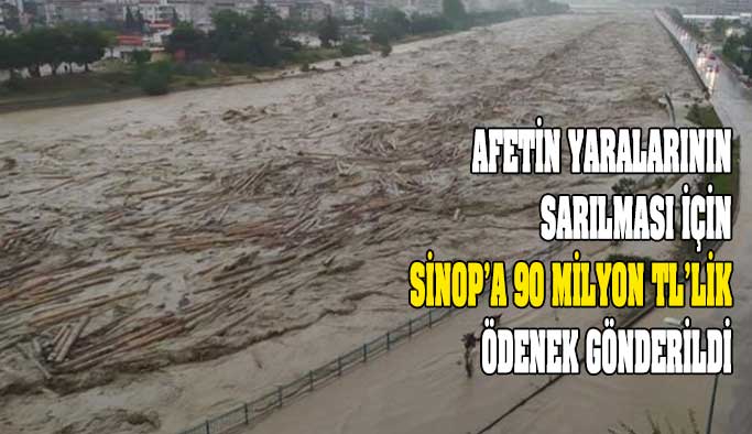 Sinop'a 90 milyon TL sel ödeneği