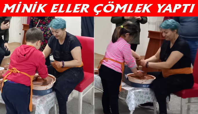 Hayatlarında ilk kez çömlek yapan öğrencilerin mutlu günü