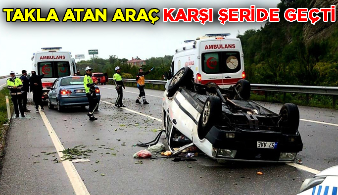 Direksiyon hakimiyetini kaybeden araç karşı şeride geçti